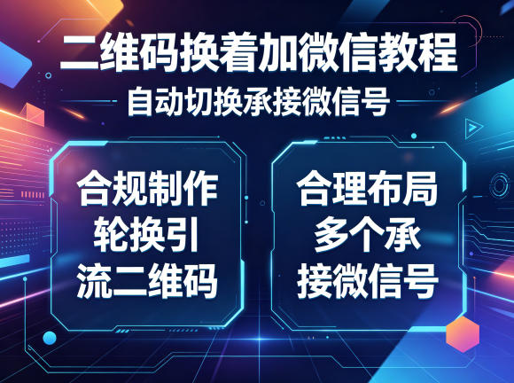 二维码换着加微信教程，自动切换承接微信号，合规制作轮换引流二维码，合理布局多个承接微信号-九节课