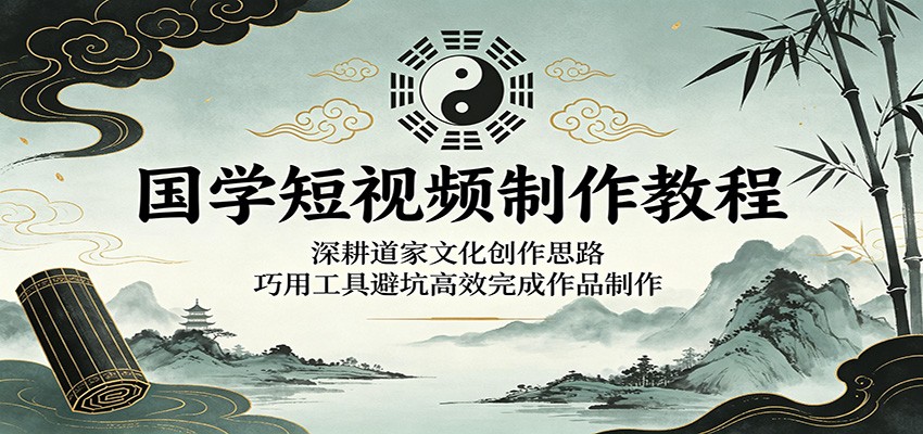 国学短视频制作教程：深耕道家文化创作思路，巧用工具避坑高效完成作品制作-九节课