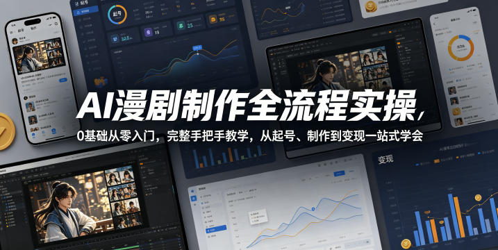 AI漫剧制作全流程实操，0基础从零入门，完整手把手教学，从起号、制作到变现一站式学会-九节课