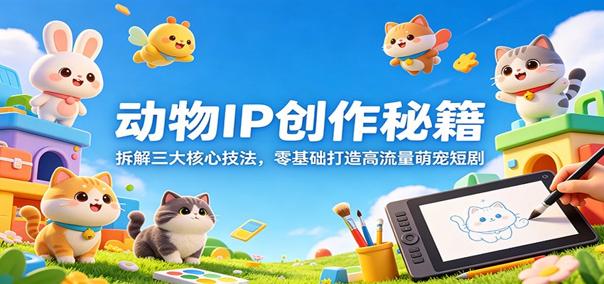 动物IP创作秘籍：拆解三大核心技法，零基础打造高流量萌宠短剧-九节课