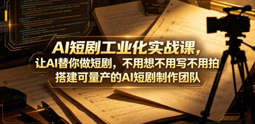 AI短剧工业化实战课，让AI替你做短剧，不用想不用写不用拍，搭建可量产的AI短剧制作团队-九节课