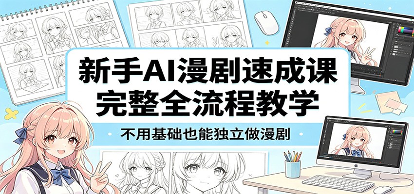 新手AI漫剧速成课：完整全流程教学，不用基础也能独立做漫剧-九节课