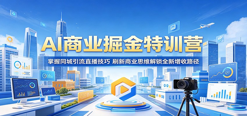 AI商业掘金特训营：掌握同城引流直播技巧，刷新商业思维解锁全新增收路径-九节课