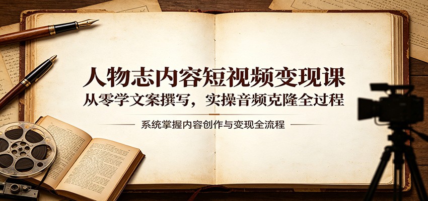 人物志内容短视频变现课：从零学文案撰写，实操音频克隆全过程-九节课