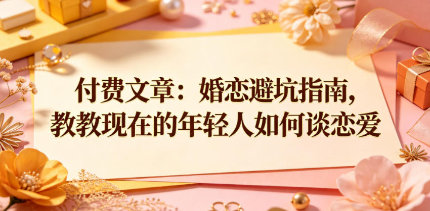 付费文章：婚恋避坑指南，教教现在的年轻人如何谈恋爱-九节课