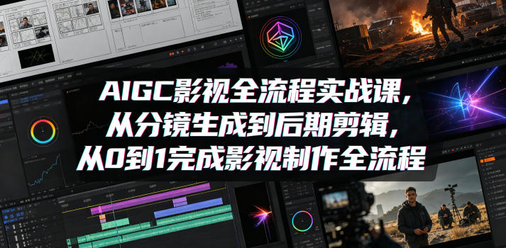 AIGC影视全流程实战课，从分镜生成到后期剪辑，从0到1完成影视制作全流程-九节课