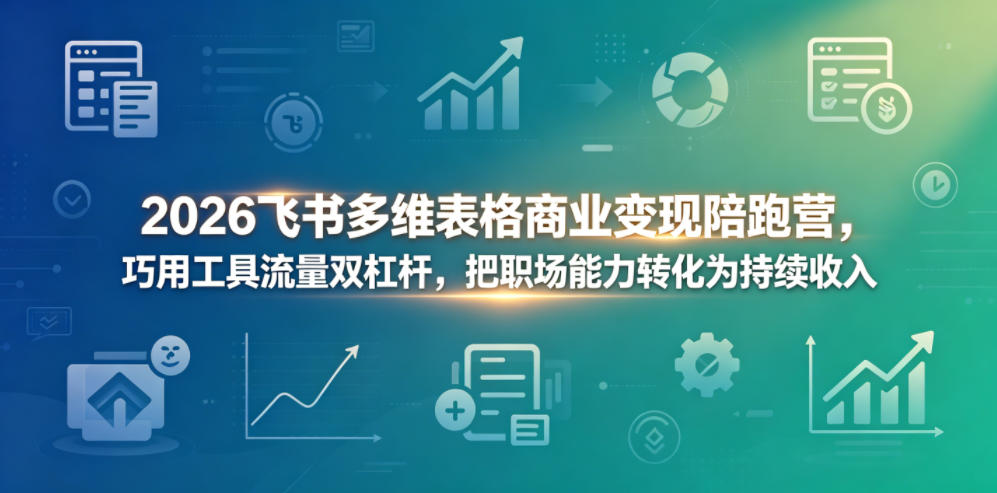 2026飞书多维表格商业变现陪跑营，巧用工具流量双杠杆，把职场能力转化为持续收入-九节课