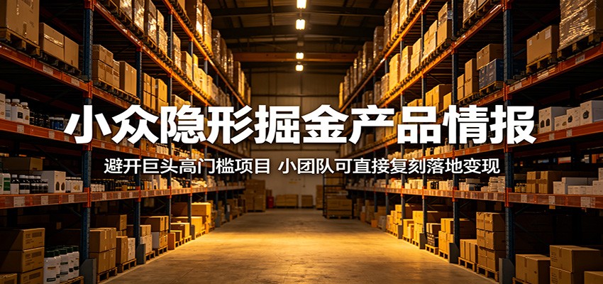 小众隐形掘金产品情报：避开巨头高门槛项目，小团队可直接复刻落地变现-九节课