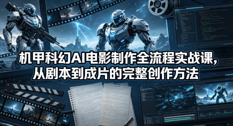 机甲科幻AI电影制作全流程实战课，从剧本到成片的完整创作方法-九节课