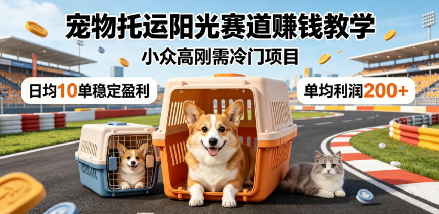 宠物托运阳光赛道賺钱教学，小众高刚需冷门项目，日均10单稳定盈利，单均利润200+-九节课