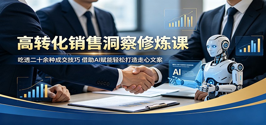 高转化销售洞察修炼课：吃透二十余种成交技巧，借助AI赋能轻松打造走心文案-九节课