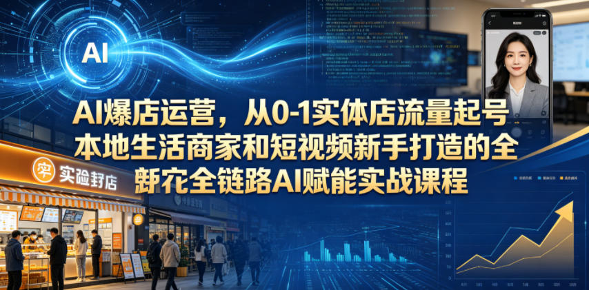 AI爆店运营，从0-1实体店流量起号，本地生活商家和短视频新手打造的全链路AI赋能实战课程-九节课