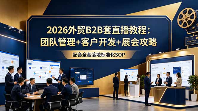 （18994期）2026外贸B2B套直播教程：团队管理+客户开发+展会攻略，配套全套落地标准化SOP-九节课