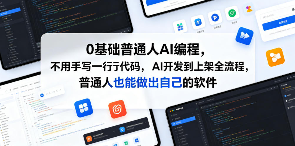 0基础普通人AI编程，不用手写一行代码，AI开发到上架全流程，普通人也能做出自己的软件-九节课