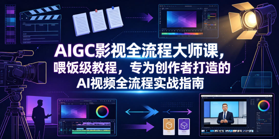 AIGC影视全流程大师课,喂饭级教程,专为创作者打造的AI视频全流程实战指南-九节课