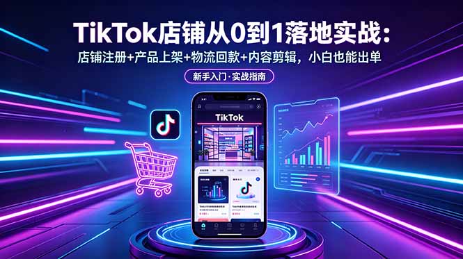 （18862期）TikTok店铺从0到1落地实战：店铺注册+产品上架+物流回款+内容剪辑，小白也能出单-九节课