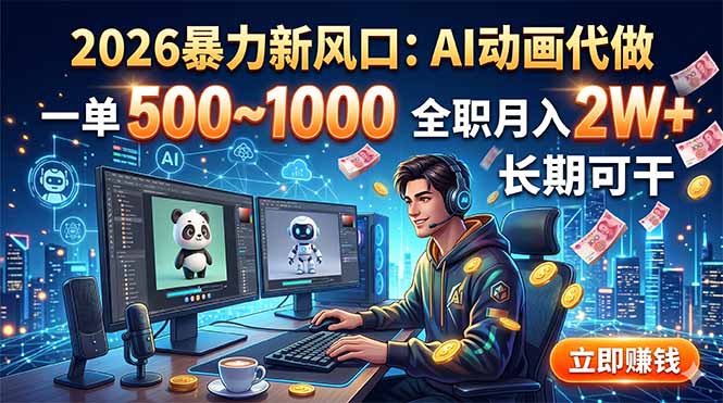 （18993期）2026暴力新风口：AI动画代做，一单500~1000，全职月入2W+，长期可干-九节课