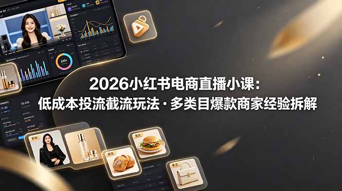 （19034期）2026小红书电商直播小课，低成本投流截流玩法，多类目爆款商家经验完整拆解教学-九节课