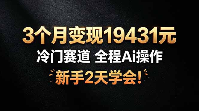 （19096期）3个月变现19431元，冷门赛道 全程Ai操作，新手2天学会！-九节课