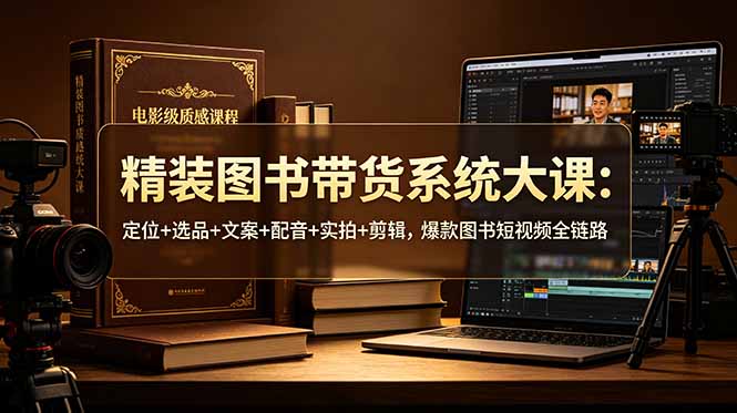 （19007期）精装图书带货系统大课：定位+选品+文案+配音+实拍+剪辑，爆款图书短视频全链路-九节课