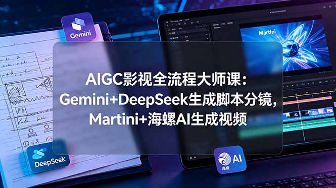 （19008期）AIGC影视全流程大师课：Gemini+DeepSeek生成脚本分镜，Martini+海螺AI生成视频-九节课