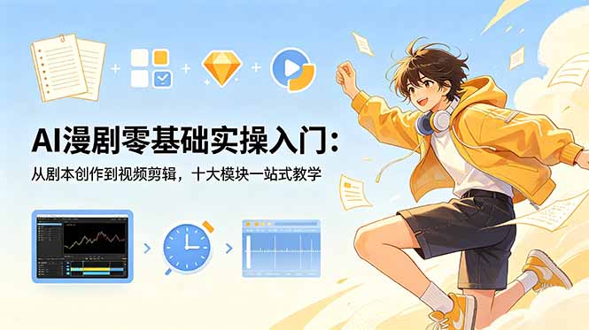 （18812期）AI漫剧零基础实操入门：从剧本创作到视频剪辑，十大模块一站式教学-九节课