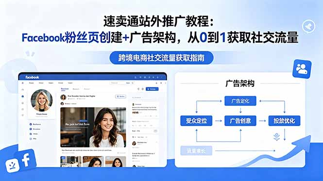 （18888期）速卖通站外推广教程：Facebook粉丝页创建+广告架构，从0到1获取社交流量-九节课