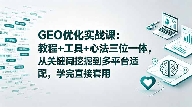 （18717期）GEO优化实战课：教程+工具+心法三位一体，从关键词挖掘到多平台适配，学完直接套用-九节课