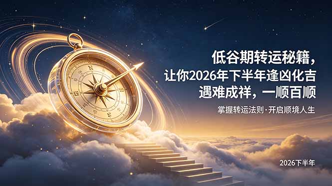 （19024期）付费文章：低谷期转运秘籍，让你2026年下半年逢凶化吉，遇难成祥，一顺百顺。-九节课