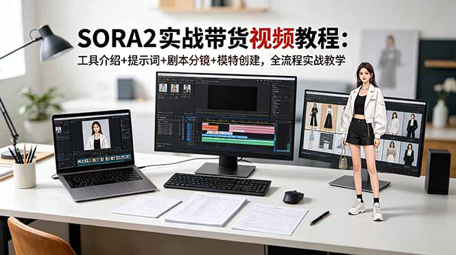 （18718期）SORA2实战带货视频教程：工具介绍+提示词+剧本分镜+模特创建，全流程实战教学-九节课