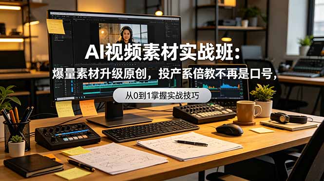 （19085期）AI视频素材实战班：爆量素材升级原创，投产翻倍不再是口号，0-1系统教学实战落地-九节课