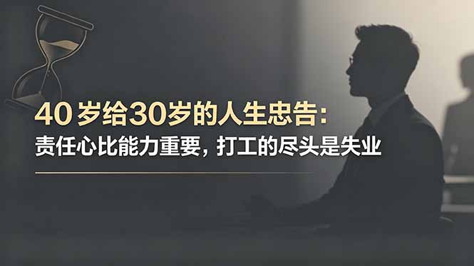 （18769期）付费文章：40岁给30岁的人生忠告：责任心比能力重要，打工的尽头是失业-九节课