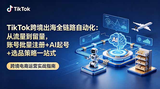 （18907期）TikTok跨境出海全链路自动化：从流量到留量，账号批量注册+AI起号+选品策略一站式-九节课