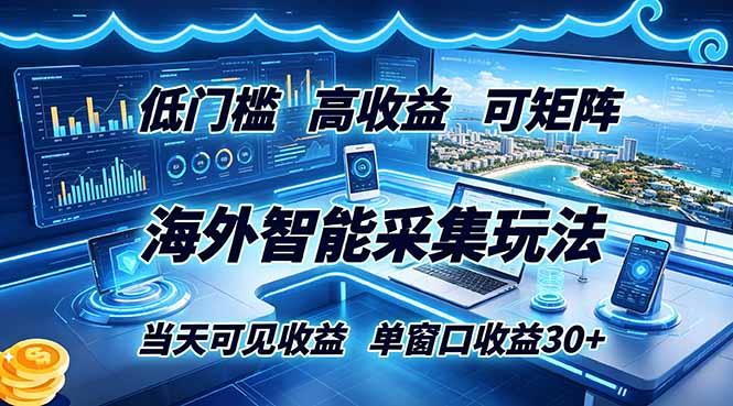 （18955期）海外智能采集玩法，低门槛高单价可矩阵，当天可见收益，单窗口30+-九节课