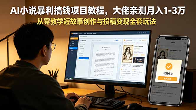 （18898期）AI小说暴利搞钱项目教程，大佬亲测月入1-3万，从零教学短故事创作与投稿变现全套玩法-九节课