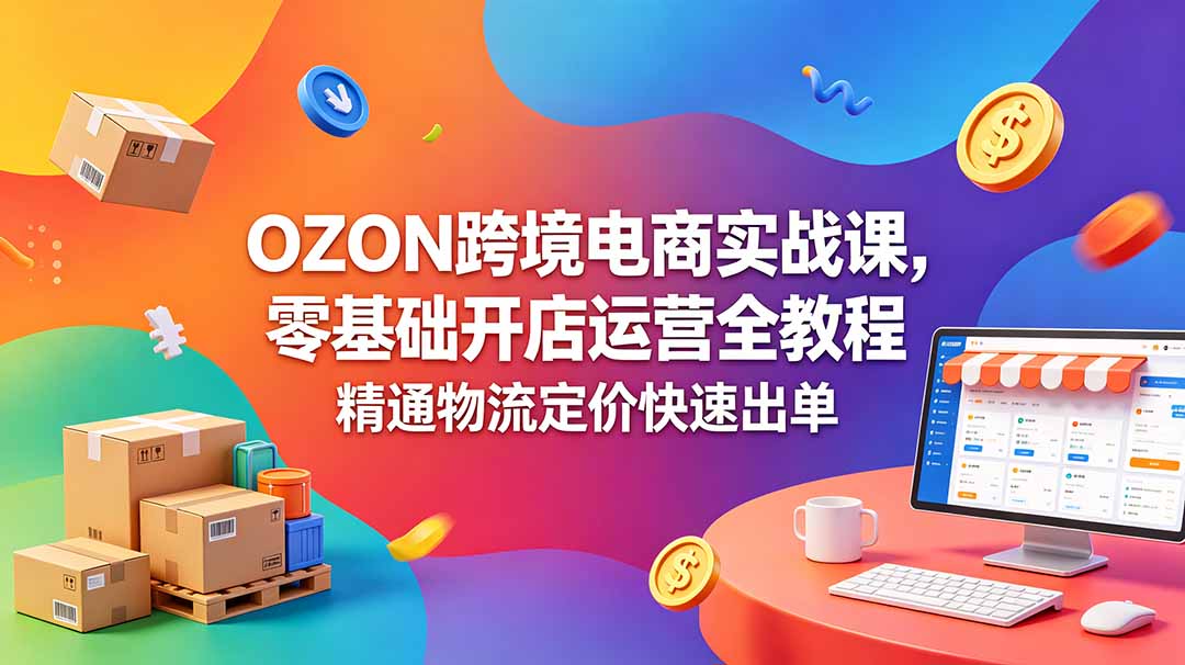 （18746期）OZON 跨境电商实战课，零基础开店运营全教程，精通物流定价快速出单-九节课