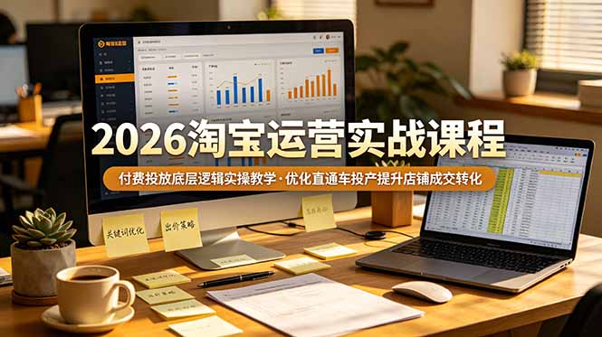 （19075期）2026 淘宝运营实战课程，付费投放底层逻辑实操教学，优化直通车投产提升店铺成交转化-九节课
