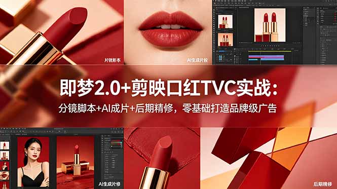 （18729期）即梦2.0+剪映口红TVC实战：分镜脚本+AI成片+后期精修，零基础打造品牌级广告-九节课