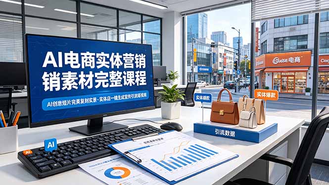 （19076期）AI电商实体营销素材完整课程，AI创意短片完美复刻实景，实体店一键生成宣传引流短视频-九节课