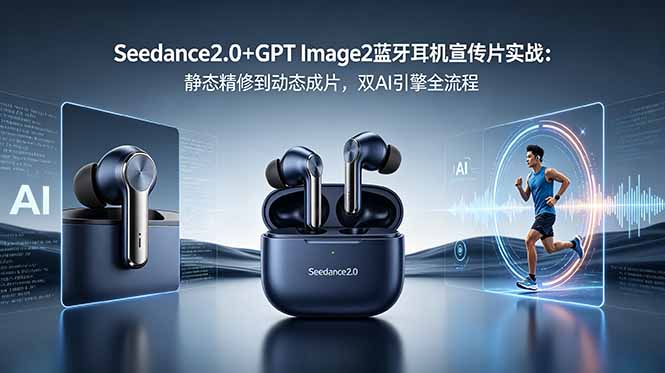 （18730期）Seedance2.0+GPT Image2蓝牙耳机宣传片实战：静态精修到动态成片，双AI引擎全流程-九节课