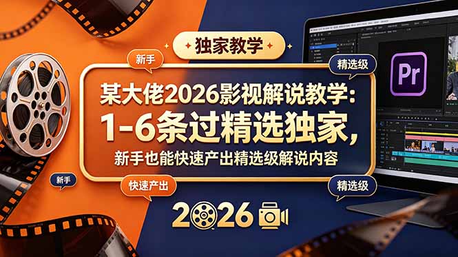 （18946期）某大佬2026影视解说教学：1-6条过精选独家，新手也能快速产出精选级解说内容-九节课