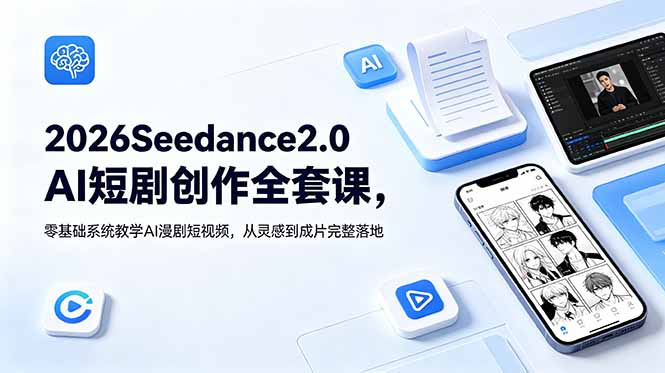 （18958期）2026Seedance2.0AI短剧创作全套课，零基础系统教学AI漫剧短视频，从灵感到成片完整落地-九节课