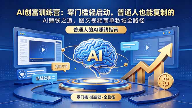 （18911期）AI创富训练营：零门槛轻启动，普通人也能复制的AI赚钱之道，图文视频商单私域全路径-九节课