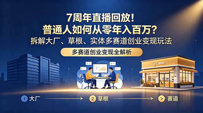 （18894期）7周年直播回放！普通人如何从零年入百万？拆解大厂、草根、实体多赛道创业变现玩法-九节课