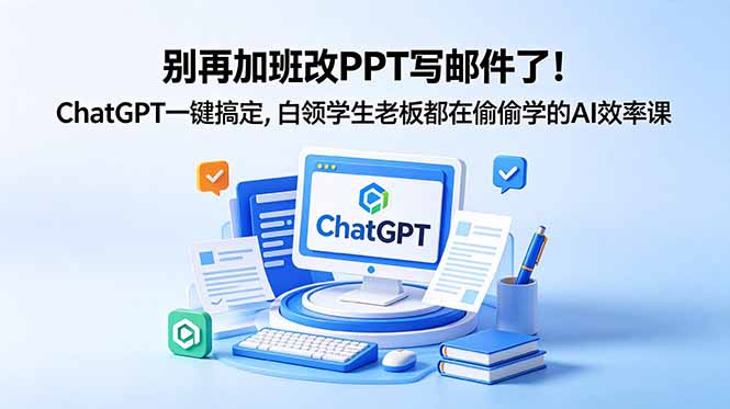 （18687期）别再加班改PPT写邮件了！ChatGPT一键搞定，白领学生老板都在偷偷学的AI效率课-九节课