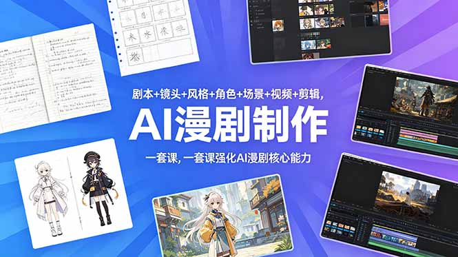 （18734期）剧本+镜头+风格+角色+场景+视频+剪辑，一套课强化AI漫剧核心能力-九节课