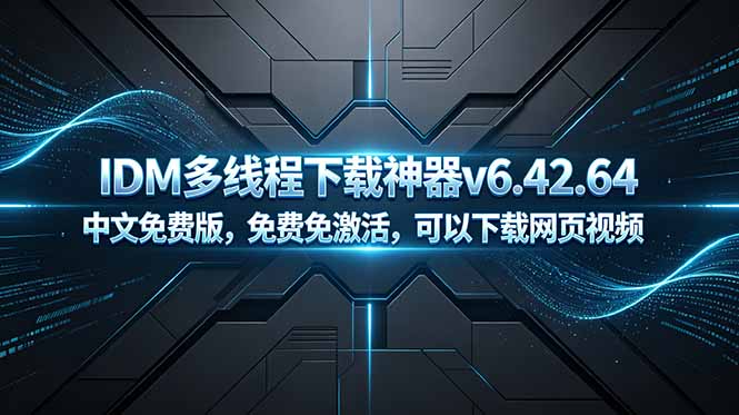 （18688期）IDM多线程下载神器v6.42.64中文免费版，免费免激活，可以下载网页视频（例如飞书文档内的视频）-九节课
