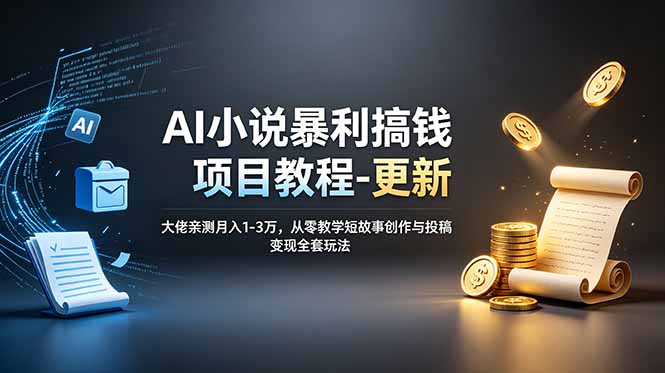 （19030期）AI小说暴利搞钱项目教程-更新，大佬亲测月入1-3万，从零教学短故事创作与投稿变现全套玩法-九节课