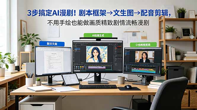 (18866期)3步搞定AI漫剧!剧本框架→文生图→配音剪辑,不用手绘也能做画质精致剧情流畅漫剧-九节课