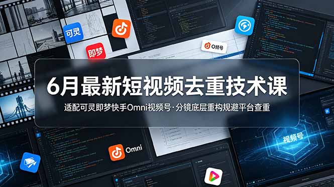 （19031期）6月最新短视频去重技术课，适配可灵即梦快手Omni视频号，分镜底层重构规避平台查重-九节课